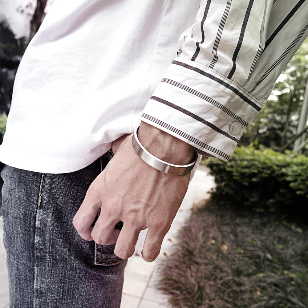 Custom Engrave Black or Silver Stainless Steel Fashion Bangle-Bracelets-Innovato Design-Black-Innovato Design