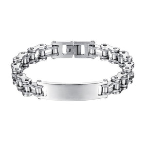Custom Engrave Bike Chain Stainless Steel Fashion Bracelet-Bracelets-Innovato Design-Silver-Innovato Design