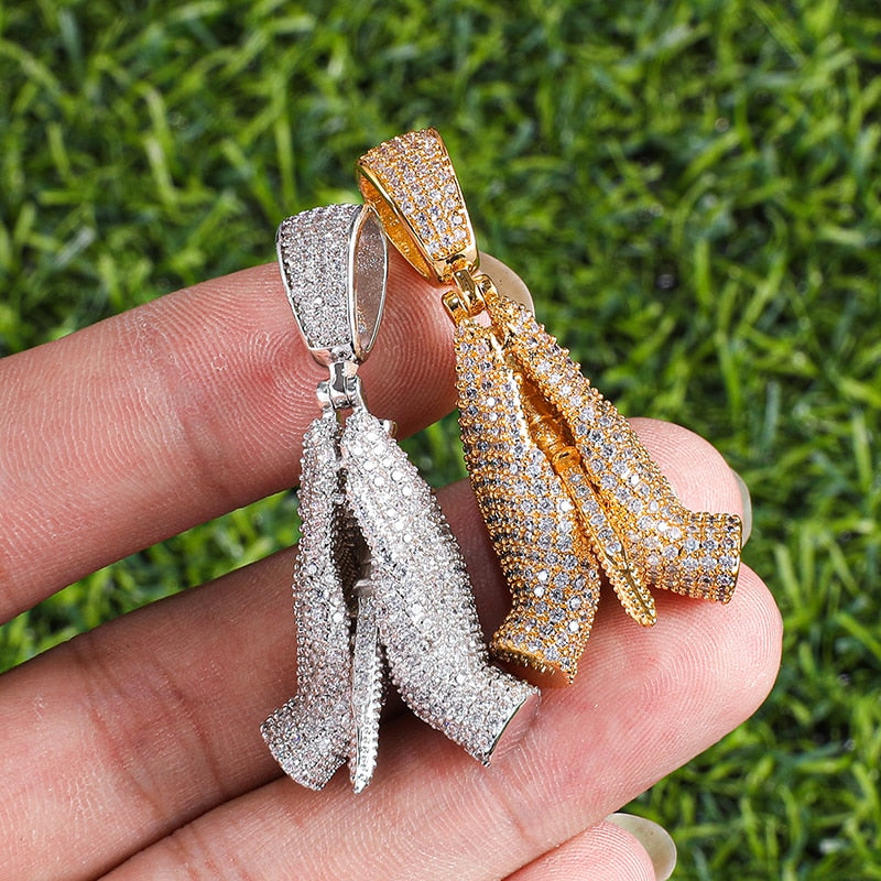 Cubic-Zirconia-Studded Praying Hands Hip-hop Pendant Necklace-Necklaces-Innovato Design-Innovato Design