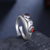 Red Garnet Frog 925 Sterling Silver Adjustable Retro Ring-Rings-Innovato Design-Innovato Design