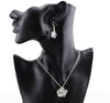 Black Rose Flower Necklace & Earrings Fashion Jewelry Set-Jewelry Sets-Innovato Design-Silver Black-Innovato Design