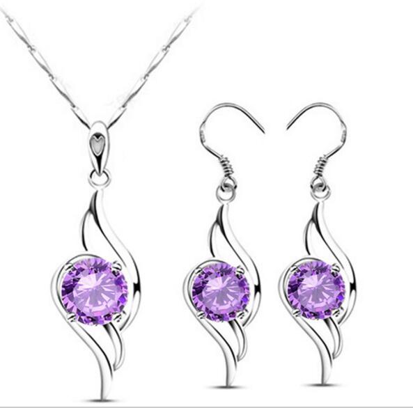 Angel Wing Cubic Zirconia Necklace & Earrings Fashion Jewelry Set-Jewelry Sets-Innovato Design-White-Innovato Design
