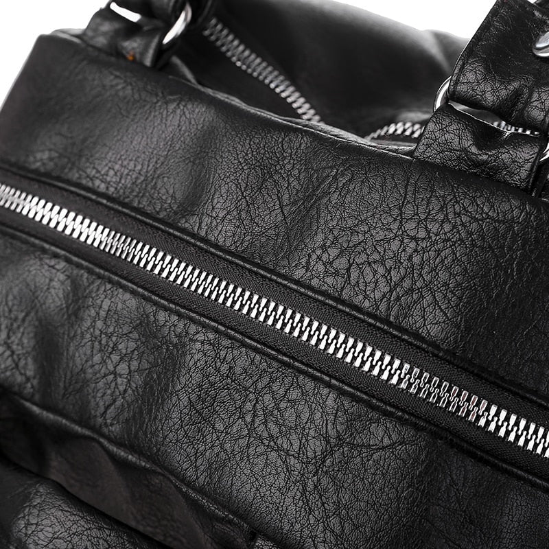 Large Capacity Leisure Soft Leather Spring Travel Bag-Backpacks-Innovato Design-Blue-Innovato Design