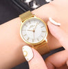 Women Stainless Steel Mesh Band Quartz Watch and Crystal Bracelet & Necklace Jewelry Set