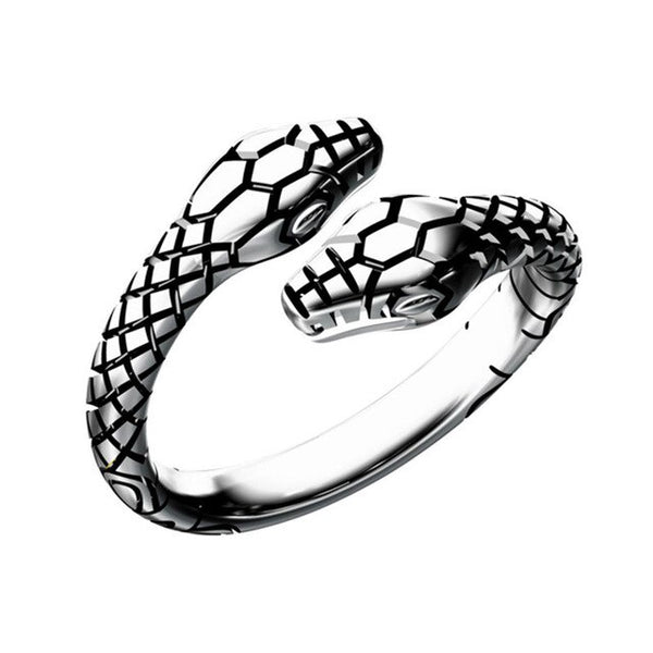 Double Head Snake Stainless Steel Adjustable Open Ring-Rings-Innovato Design-Innovato Design