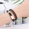 Custom Engrave Double Smooth Leather and Stainless Steel Fashion Bracelet-Bracelets-Innovato Design-Brown-Innovato Design