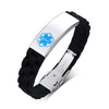 Custom Engrave Medical Alert ID Silicone and Stainless Steel Personalized Bracelet-Bracelets-Innovato Design-Blue-Innovato Design