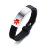 Custom Engrave Medical Alert ID Silicone and Stainless Steel Fashion Personalized Bracelet-Bracelets-Innovato Design-Black-Innovato Design