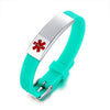 Custom Engrave Medical Alert ID Silicone and Stainless Steel Fashion Personalized Bracelet-Bracelets-Innovato Design-Green-Innovato Design