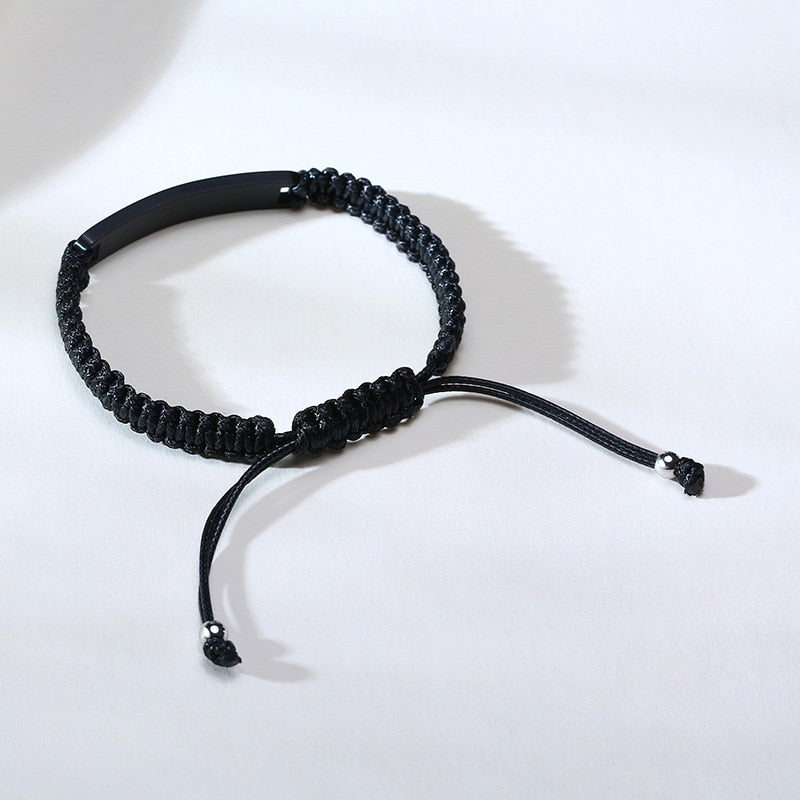 Custom Engrave Birthstone Stainless Steel Braided Bracelet-Bracelets-Innovato Design-Red-Innovato Design