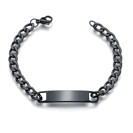 Custom Engrave Link Chain Stainless Steel Personalized Bracelet-Bracelets-Innovato Design-Black-7.68in-Innovato Design