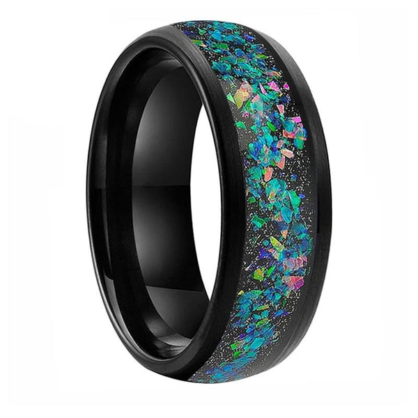 8mm Opal Inlay Dome Band Tungsten Wedding Ring-Rings-Innovato Design-8-Innovato Design