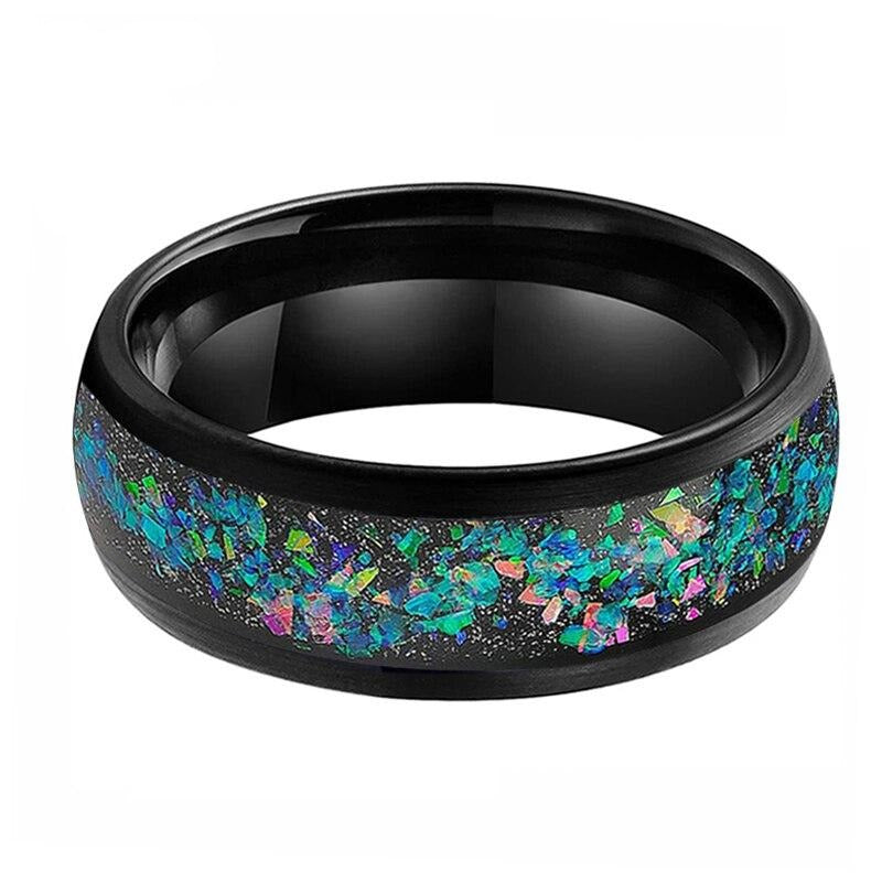8mm Opal Inlay Dome Band Tungsten Wedding Ring-Rings-Innovato Design-7-Innovato Design