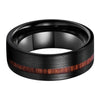 8mm Real Wood Inlay Flat Band Black Brushed Tungsten Carbide Wedding Ring