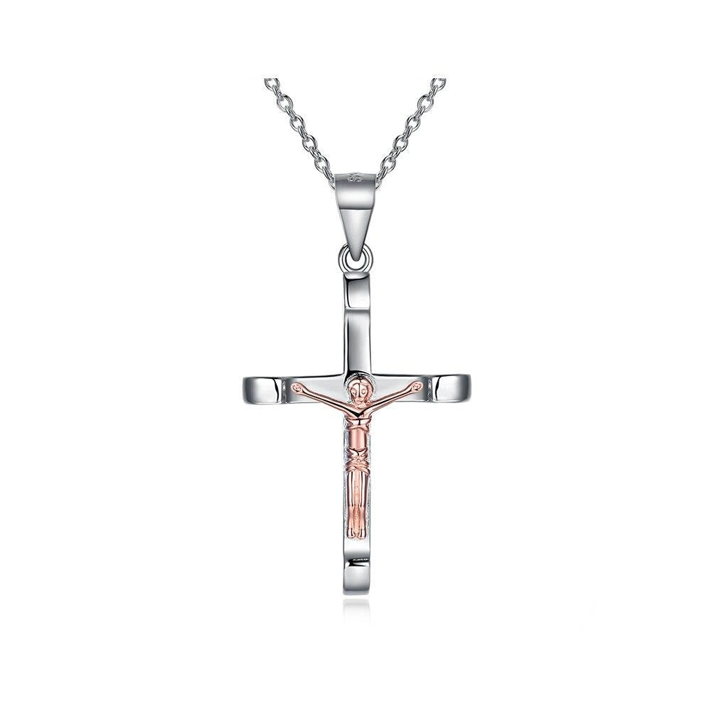 Jesus Cross 925 Sterling Silver Fashion Pendant Necklace-Necklaces-Innovato Design-Innovato Design