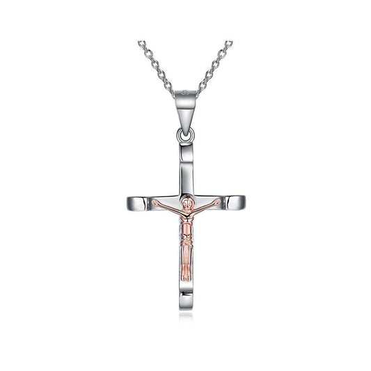 Jesus Cross 925 Sterling Silver Fashion Pendant Necklace-Necklaces-Innovato Design-Innovato Design