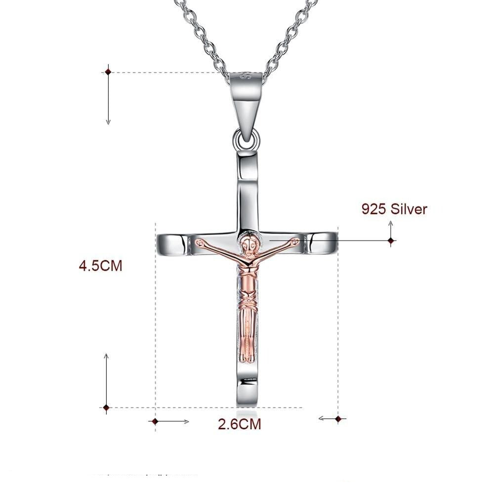 Jesus Cross 925 Sterling Silver Fashion Pendant Necklace-Necklaces-Innovato Design-Innovato Design