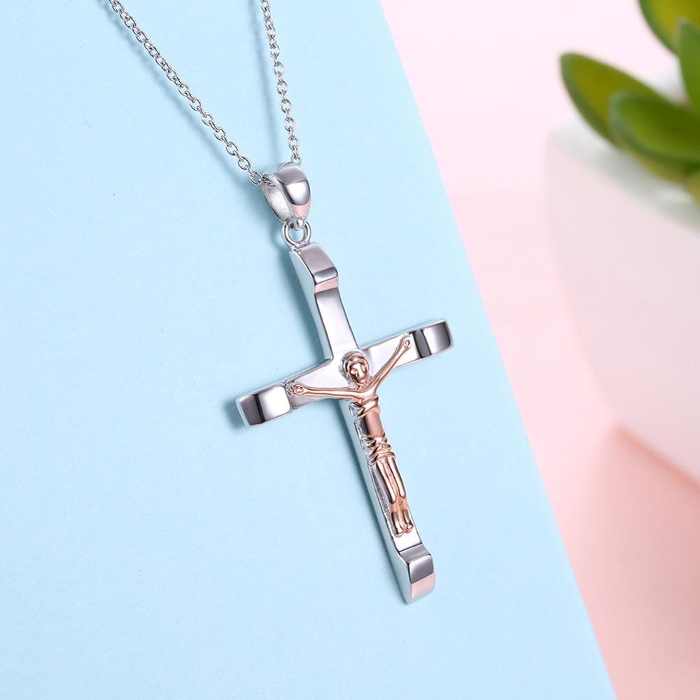 Jesus Cross 925 Sterling Silver Fashion Pendant Necklace-Necklaces-Innovato Design-Innovato Design