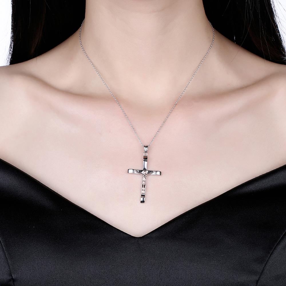 Jesus Cross 925 Sterling Silver Fashion Pendant Necklace-Necklaces-Innovato Design-Innovato Design