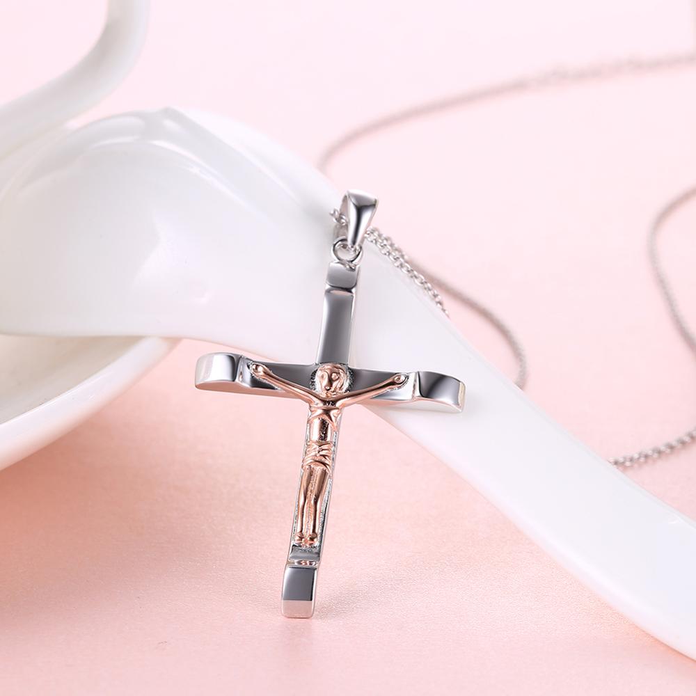 Jesus Cross 925 Sterling Silver Fashion Pendant Necklace-Necklaces-Innovato Design-Innovato Design
