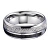 8mm Black Carbon Fiber and Bright Meteorite Inlay Tungsten Wedding Ring-Rings-Innovato Design-7-Innovato Design