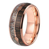 8mm Arrow Inlay Deer Antler and Zebra Wood Rose Gold Tungsten Wedding Ring-Rings-Innovato Design-13-Innovato Design