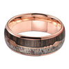 8mm Arrow Inlay Deer Antler and Zebra Wood Rose Gold Tungsten Wedding Ring-Rings-Innovato Design-7-Innovato Design