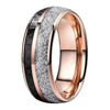 8mm Black Carbon Fiber and Bright Meteorite Inlay Rose Gold Tungsten Wedding Band-Rings-Innovato Design-7-Innovato Design
