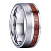8mm Rosewood Polished and Brushed Finish Tungsten Carbide Wedding Band