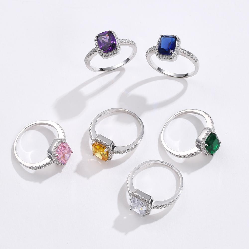 Emerald Gemstone and Cubic Zirconia 925 Sterling Silver Wedding Ring-Rings-Innovato Design-5-Yellow-Innovato Design