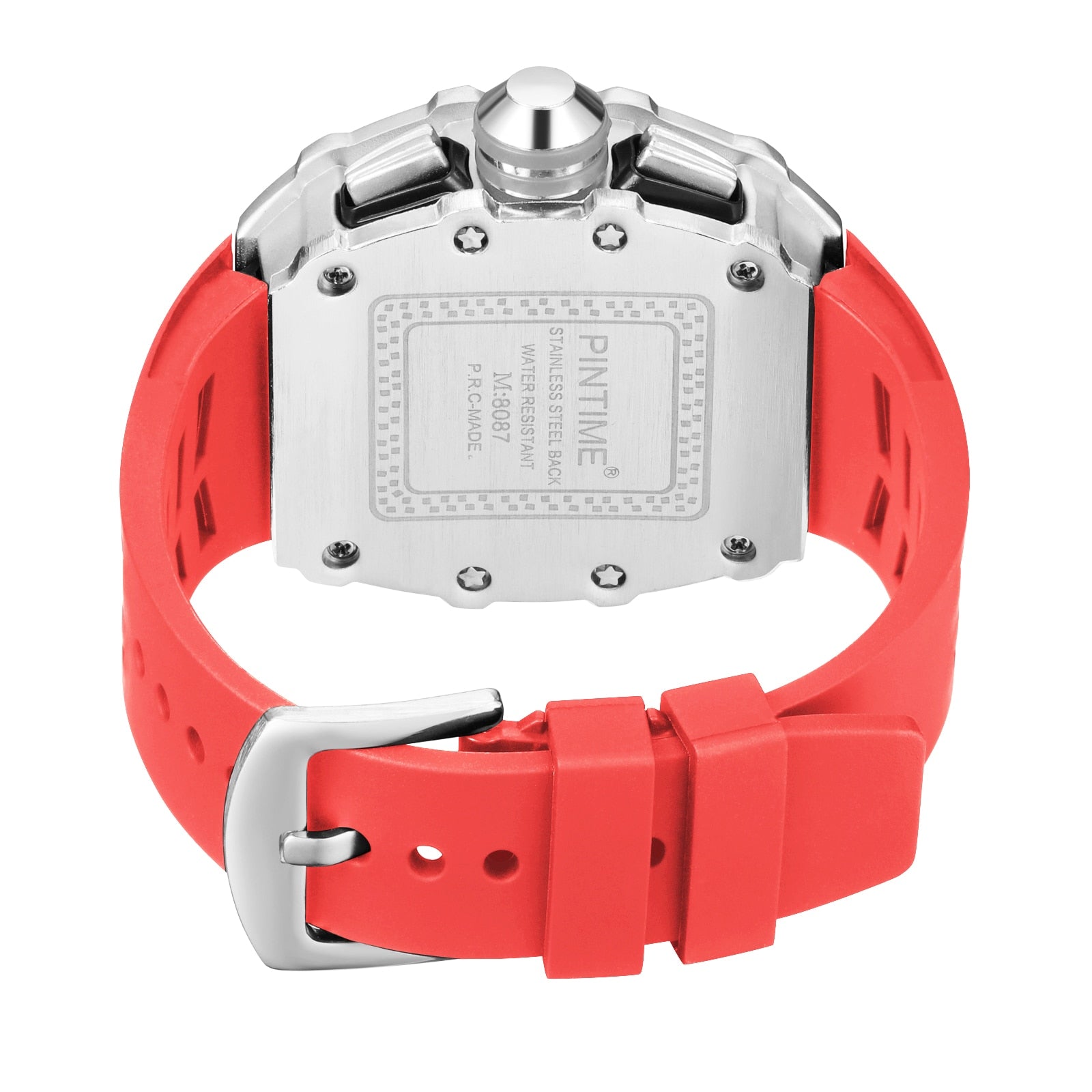 Cool Sports and Military Diamond-Studded Chronograph Silicone Band Fashion Hip-hop Quartz Watch-Watches-Innovato Design-Black Red-Innovato Design