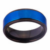 8mm Blue Matte Finish and Black Steps Tungsten Wedding Ring