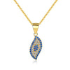 Turkish Evil Eye Blue Cubic Zirconia 925 Sterling Silver Fashion Necklace-Necklaces-Innovato Design-Gold-18 Inch-Innovato Design