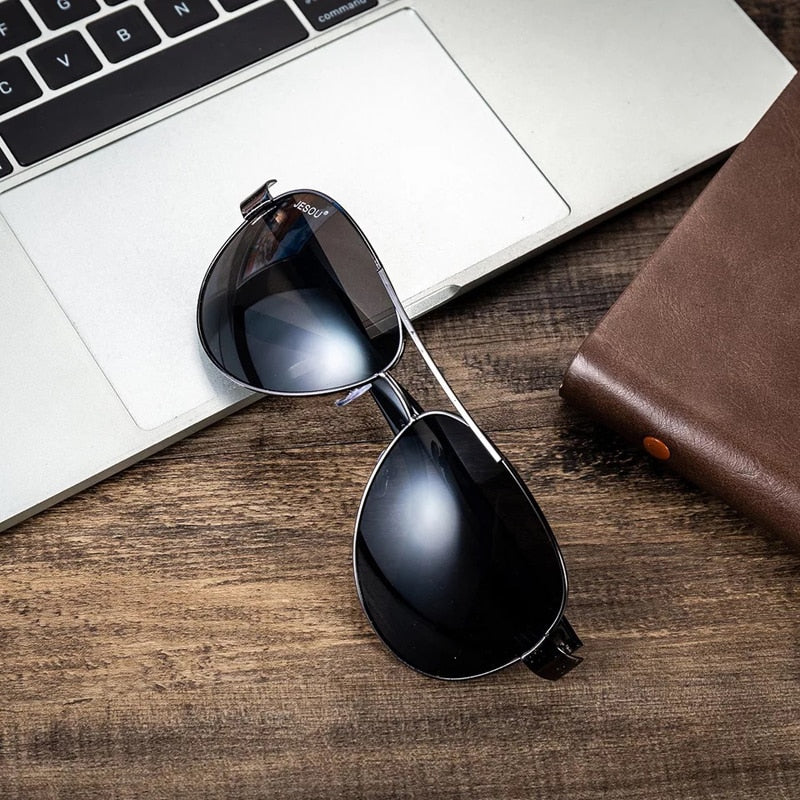 Men Quartz Watch, Sunglasses, Folding Wallet, Belt, and Tie Clip Gift Set-Jewelry Sets-Innovato Design-Black-Innovato Design