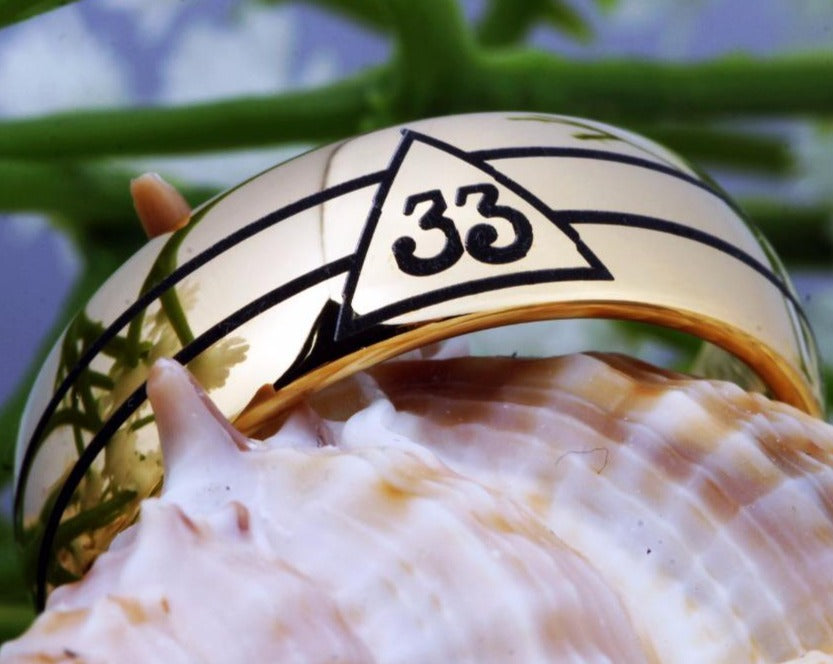 8mm Golden Domed 33rd Degree Masonic Tungsten Carbide Wedding Ring-Rings-Innovato Design-4-Innovato Design