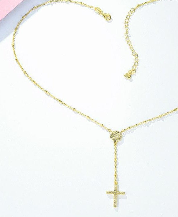 Rosary with Turkish Evil Eye 925 Sterling Silver Necklace-Necklaces-Innovato Design-Gold-18 Inch-Innovato Design