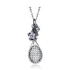 Tennis Racket and Cubic Zirconia Star 925 Sterling Silver Fashion Pendant Necklace-Necklaces-Innovato Design-Innovato Design