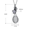 Tennis Racket and Cubic Zirconia Star 925 Sterling Silver Fashion Pendant Necklace-Necklaces-Innovato Design-Innovato Design