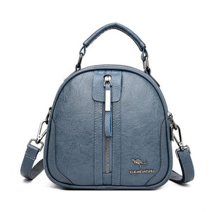 Vintage Casual Multifunction Leather Travel Backpack-Backpacks-Innovato Design-Blue-Innovato Design