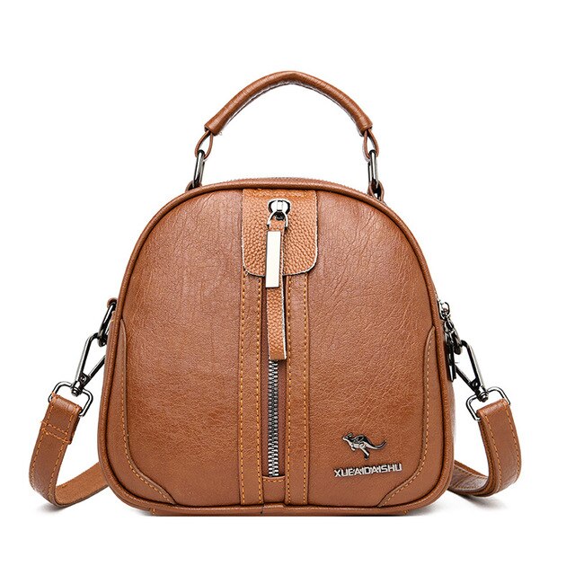 Vintage Casual Multifunction Leather Travel Backpack-Backpacks-Innovato Design-Brown-Innovato Design