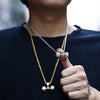 Gemstone-Studded Dumbbell Hip-hop Pendant Necklace-Necklaces-Innovato Design-Silver-4mm Rope-20in-Innovato Design