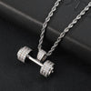 Gemstone-Studded Dumbbell Hip-hop Pendant Necklace-Necklaces-Innovato Design-Silver-4mm Rope-20in-Innovato Design