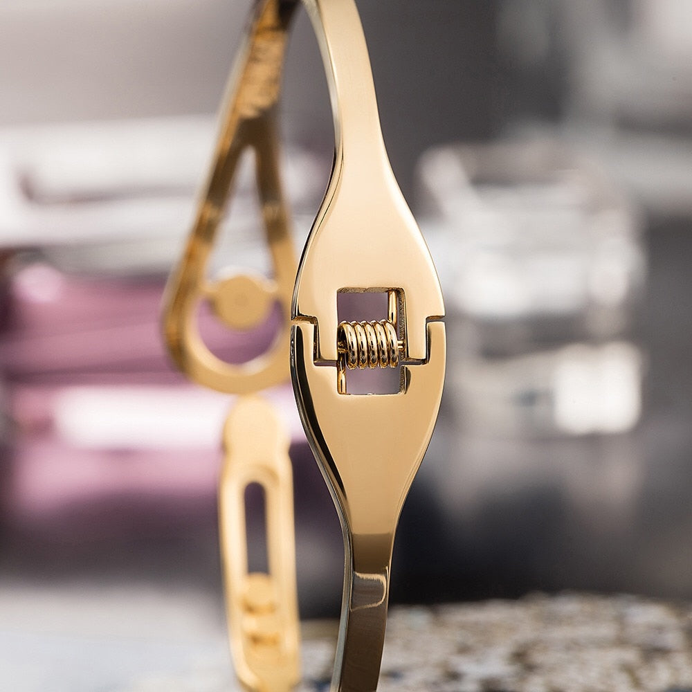 Women Diamond Sand Watch and Crystal Bracelet & Necklace Jewelry Set-Jewelry Sets-Innovato Design-Gold-Innovato Design