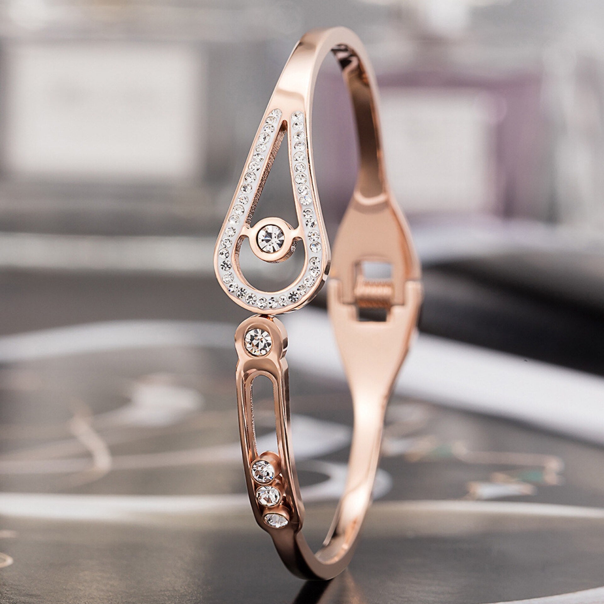 Women Diamond Sand Watch and Crystal Bracelet & Necklace Jewelry Set-Jewelry Sets-Innovato Design-Gold-Innovato Design
