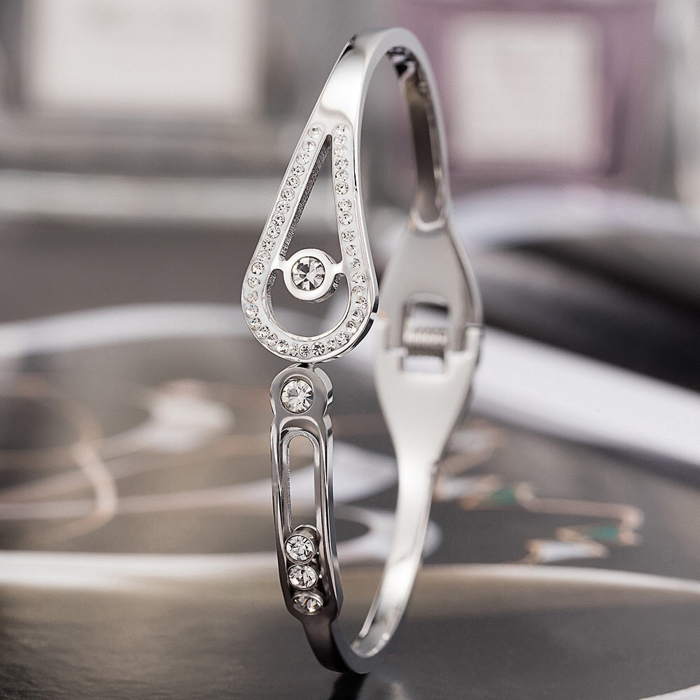 Women Diamond Sand Watch and Crystal Bracelet & Necklace Jewelry Set-Jewelry Sets-Innovato Design-Gold-Innovato Design