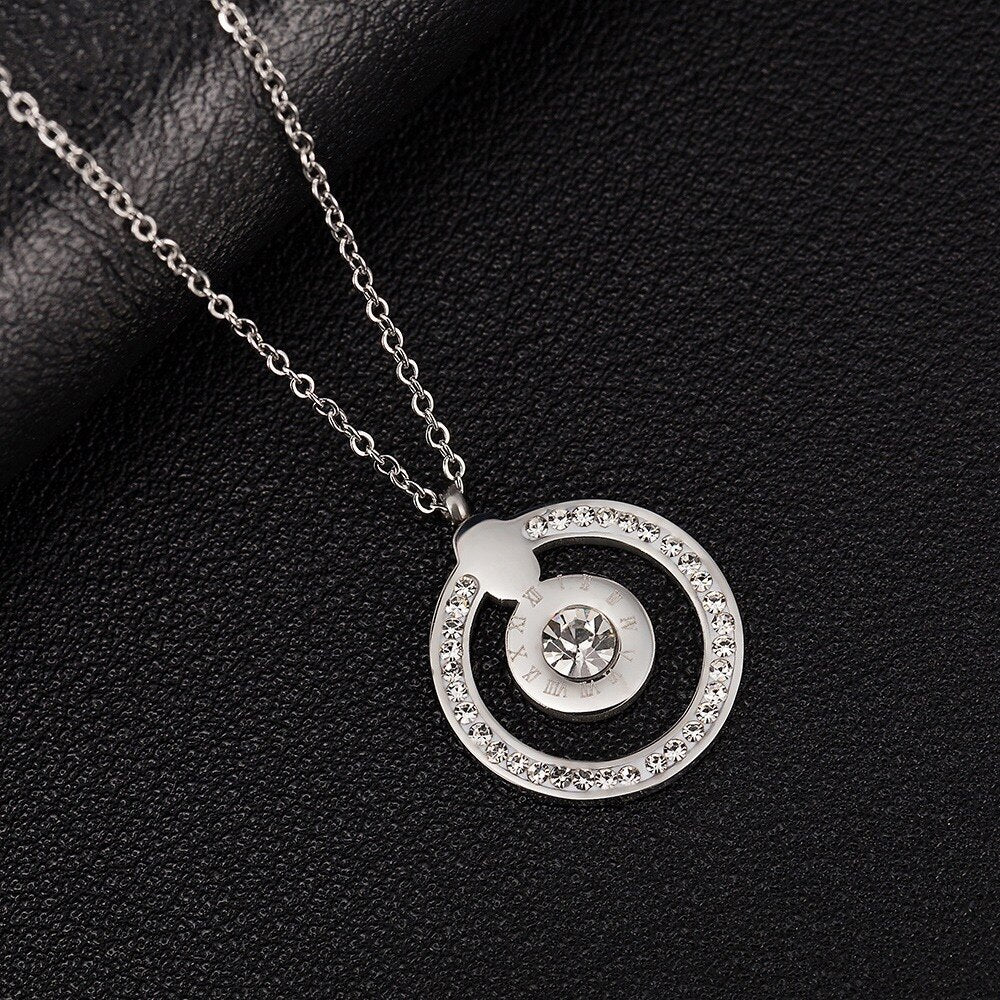 Women Diamond Sand Watch and Crystal Bracelet & Necklace Jewelry Set-Jewelry Sets-Innovato Design-Gold-Innovato Design