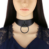 Adjustable Black Metal Ring Choker Collar Leather Gothic Punk Harajuku Necklace