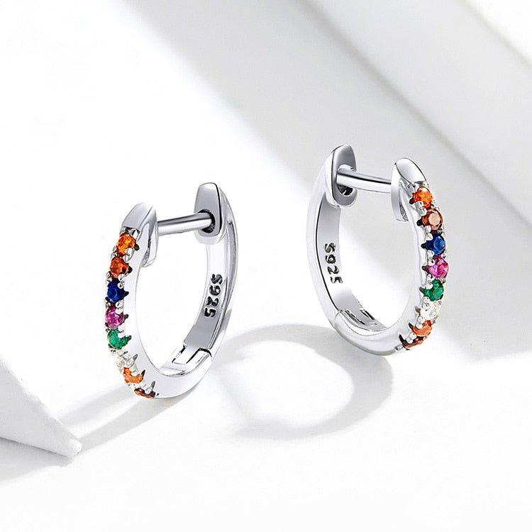 Cubic Zirconia 925 Sterling Silver Fashion Hoop Earrings-Earrings-Innovato Design-Rose Gold-Innovato Design