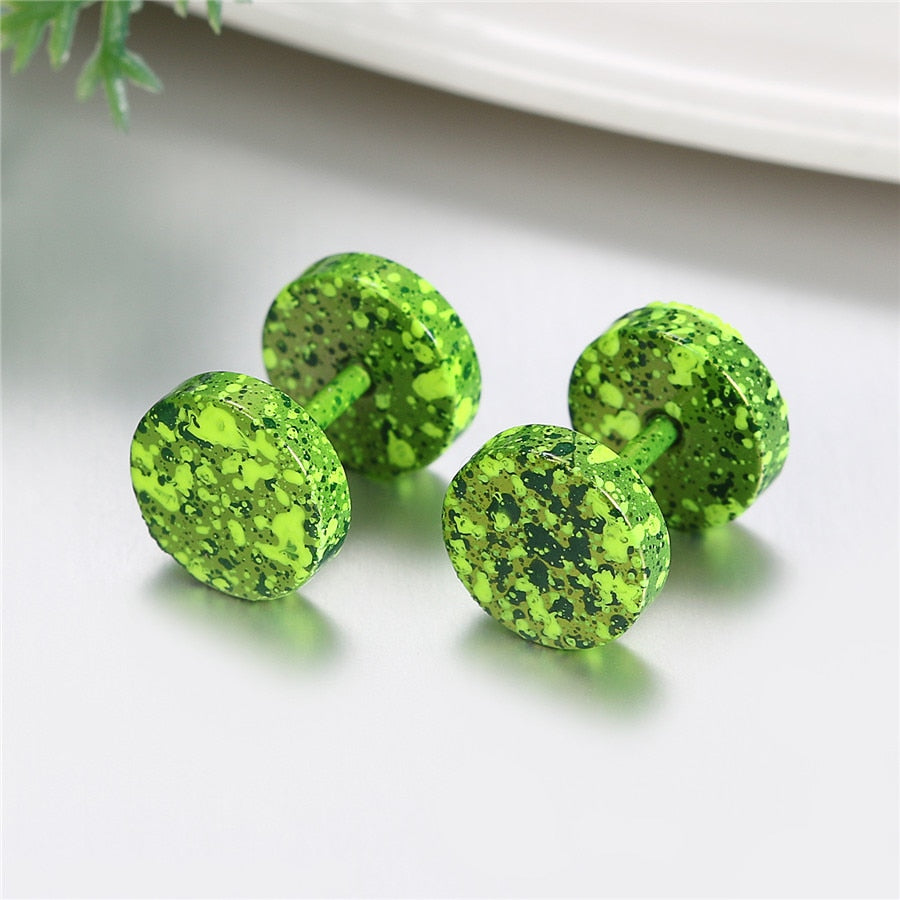 Splash-Colored Double-Sided Round Stainless Steel Fashion Stud Earrings-Earrings-Innovato Design-Blue-Innovato Design