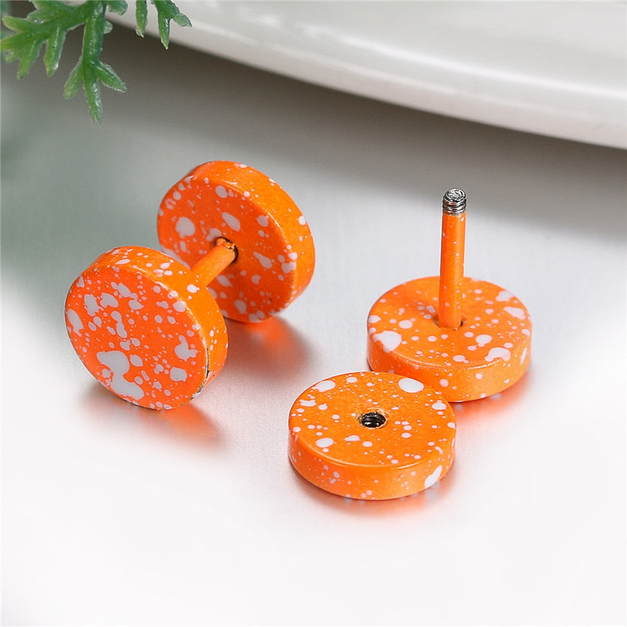 Splash-Colored Double-Sided Round Stainless Steel Fashion Stud Earrings-Earrings-Innovato Design-Blue-Innovato Design